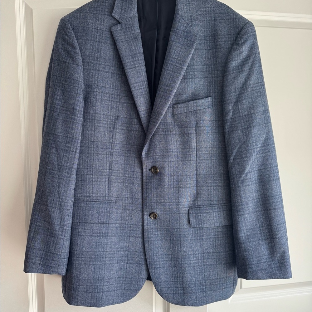 Men's Blue Plaid Blazer